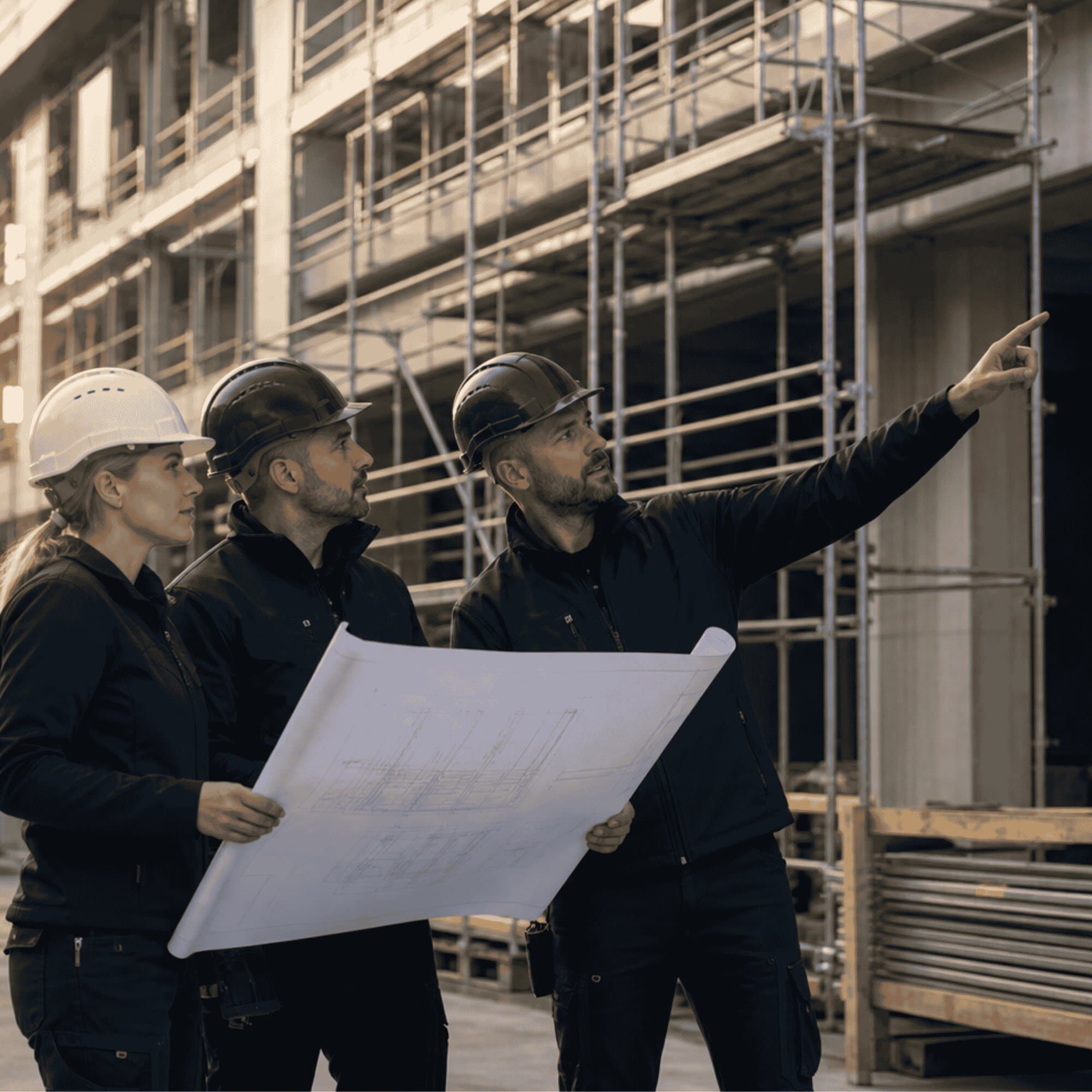 Construction crew with documents